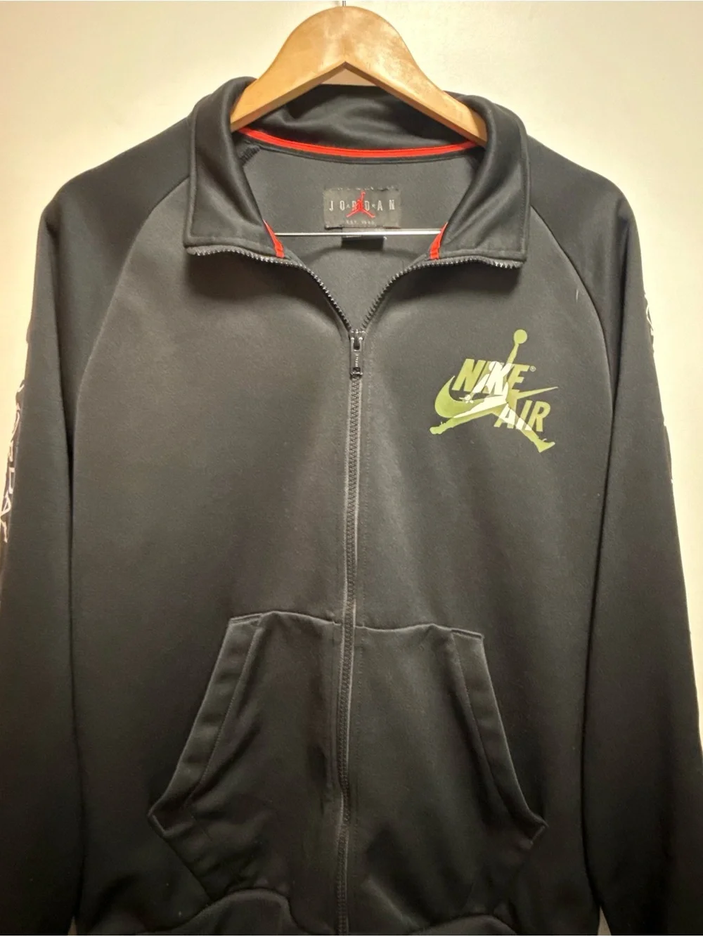 Jordan Black Track Jacket with Olive Logo